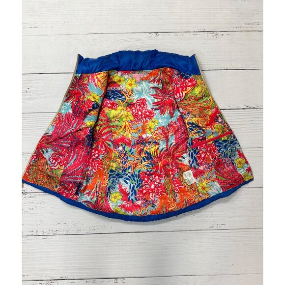 Lily Pulitzer Allie Packable Down Puffer Vest Brewster Blue Gold Zipper Size M - Picture 7 of 12